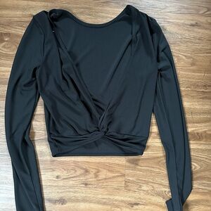 Elegant Black Long Sleeve Twist Top